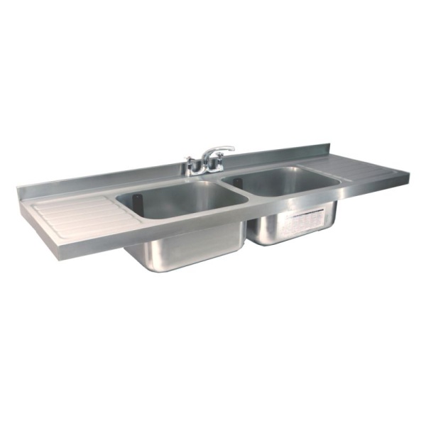 Pland 180 cm Double Bowl/Double Drainer Catering Sink